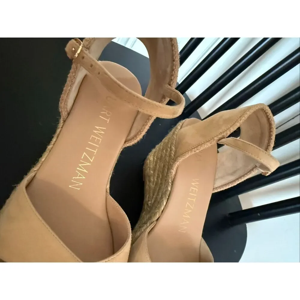 Stuart Weitzman Mirela 11 suede cross front espadrille sandals 6